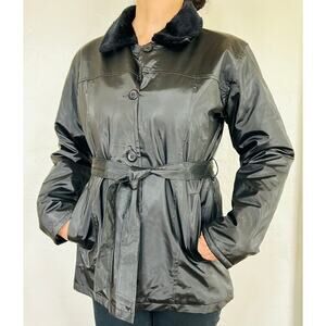 Vintage 90s Trench Black Coat